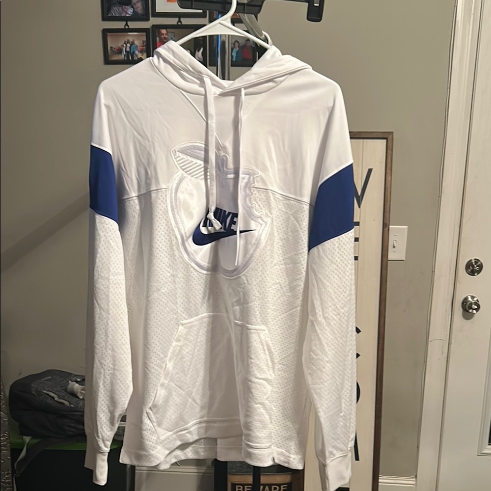 Nike White Hoodie with Blue Accents